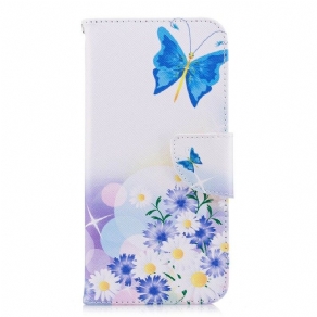 Flip Cover Huawei P Smart Malede Sommerfugle Og Blomster