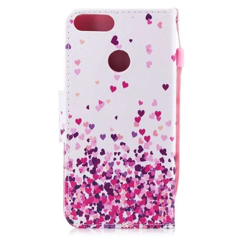 Flip Cover Huawei P Smart Med Snor Flere Strappy Hearts