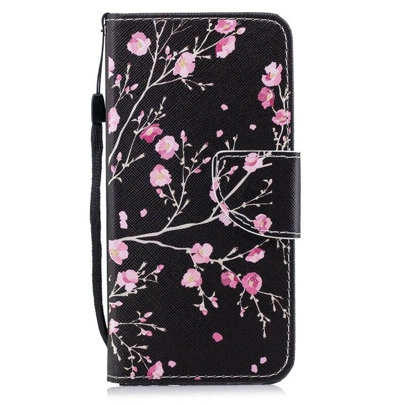 Flip Cover Huawei P Smart Med Snor Pink Remblomster