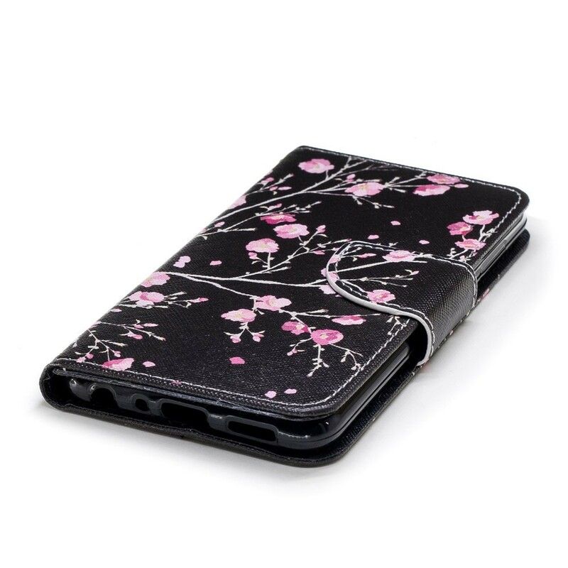 Flip Cover Huawei P Smart Med Snor Pink Remblomster