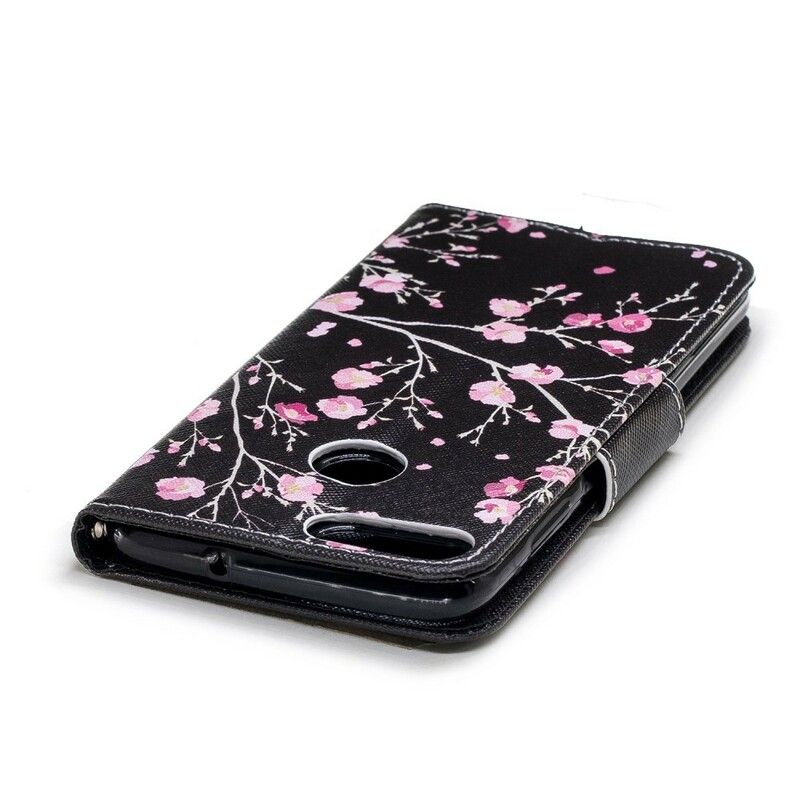 Flip Cover Huawei P Smart Med Snor Pink Remblomster