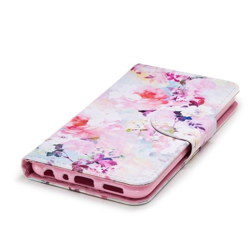 Flip Cover Huawei P Smart Med Snor Smukke Stropblomster