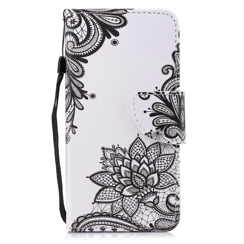 Læder Cover Huawei P Smart Med Snor Sort Strappy Mandala