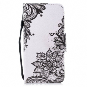 Læder Cover Huawei P Smart Med Snor Sort Strappy Mandala