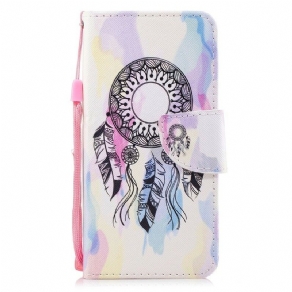 Læder Cover Huawei P Smart Med Snor Unik Strap Dreamcatcher