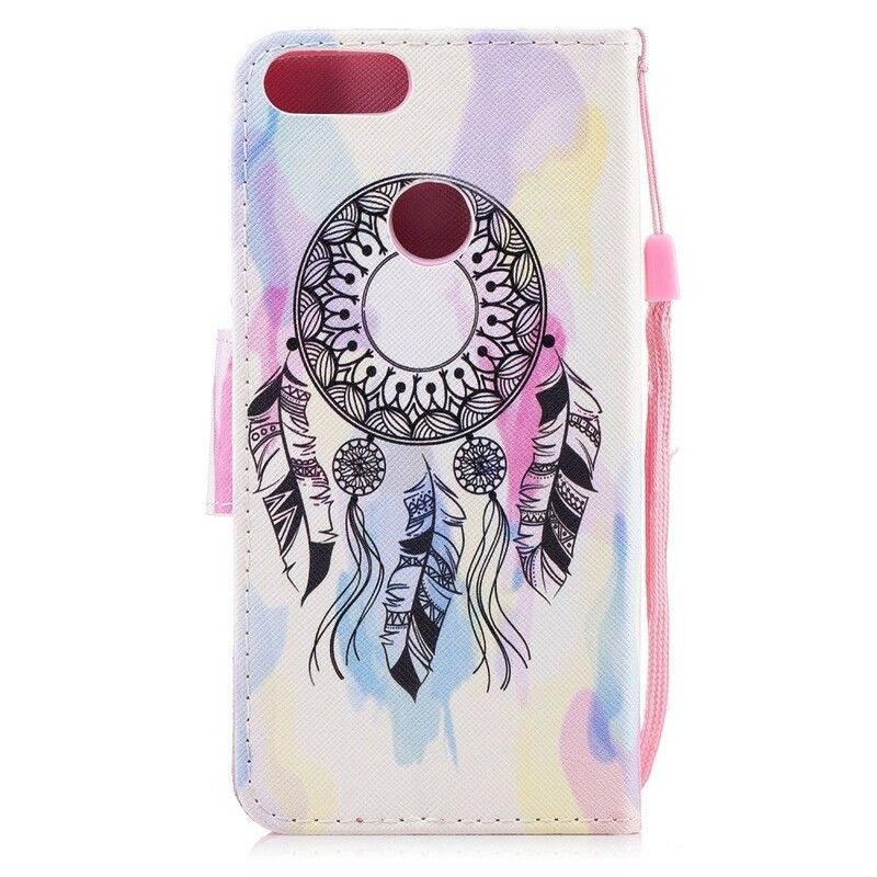 Læder Cover Huawei P Smart Med Snor Unik Strap Dreamcatcher