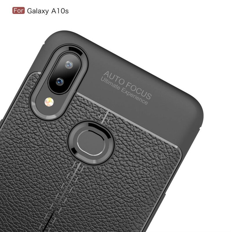 Cover Samsung Galaxy A10s Dobbelt Linje Litchi Lædereffekt