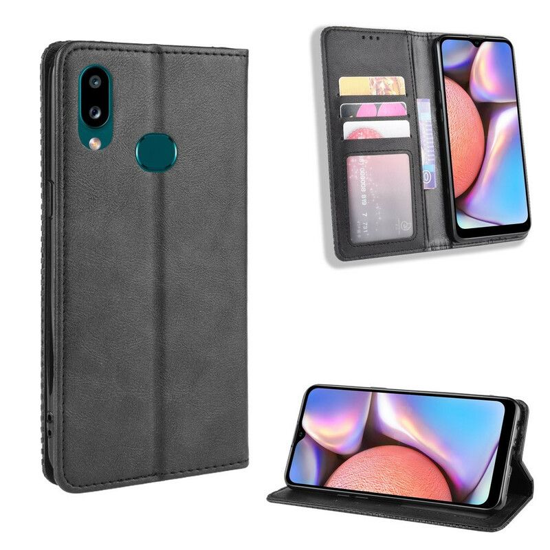 Cover Samsung Galaxy A10s Flip Cover Vintage Stiliseret Lædereffekt