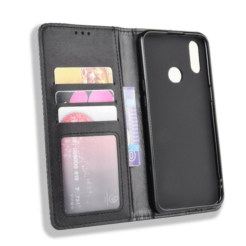 Cover Samsung Galaxy A10s Flip Cover Vintage Stiliseret Lædereffekt