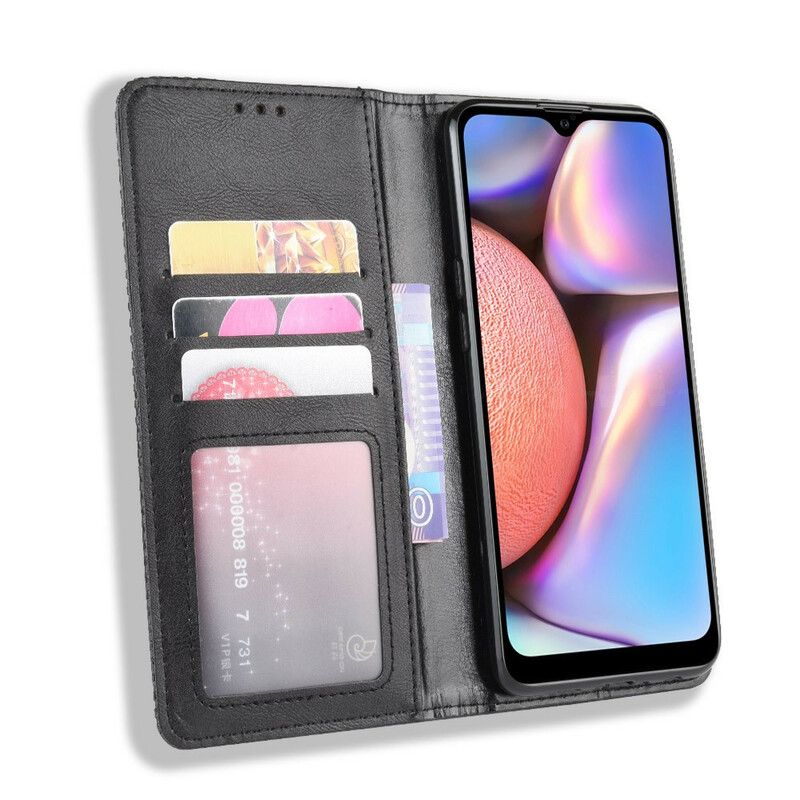 Cover Samsung Galaxy A10s Flip Cover Vintage Stiliseret Lædereffekt