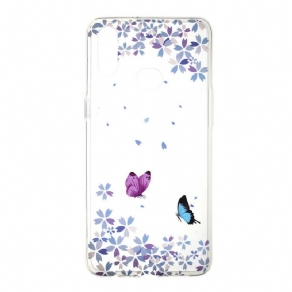 Cover Samsung Galaxy A10s Transparente Sommerfugle Og Blomster