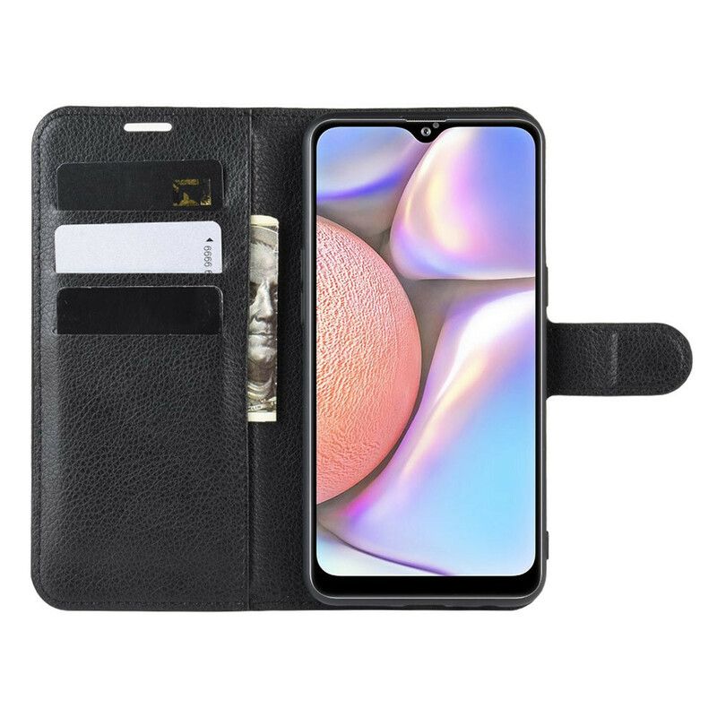 Flip Cover Samsung Galaxy A10s Klassisk Litchi-lædereffekt