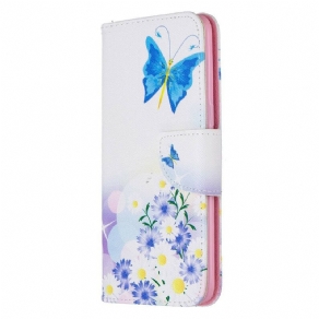 Flip Cover Samsung Galaxy A10s Malede Sommerfugle Og Blomster