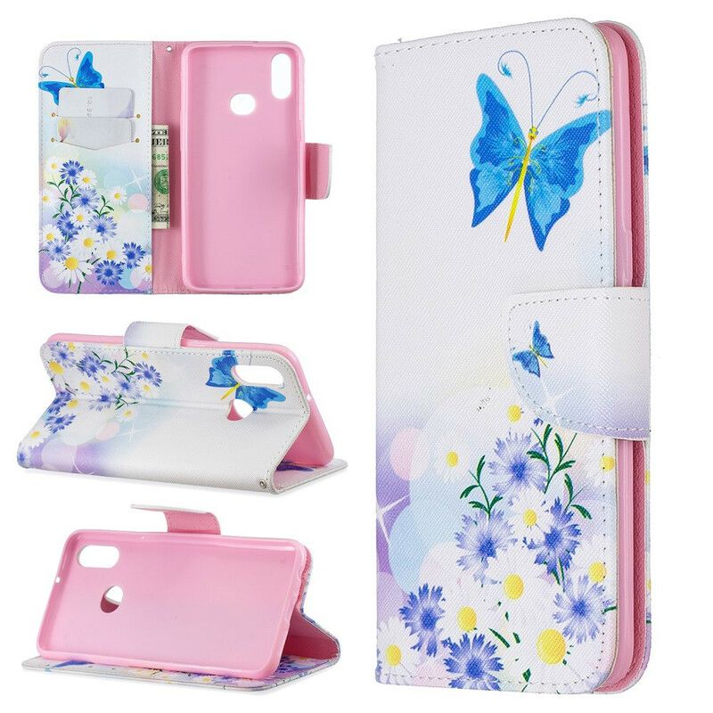 Flip Cover Samsung Galaxy A10s Malede Sommerfugle Og Blomster