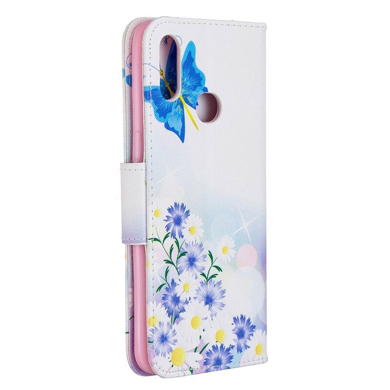 Flip Cover Samsung Galaxy A10s Malede Sommerfugle Og Blomster