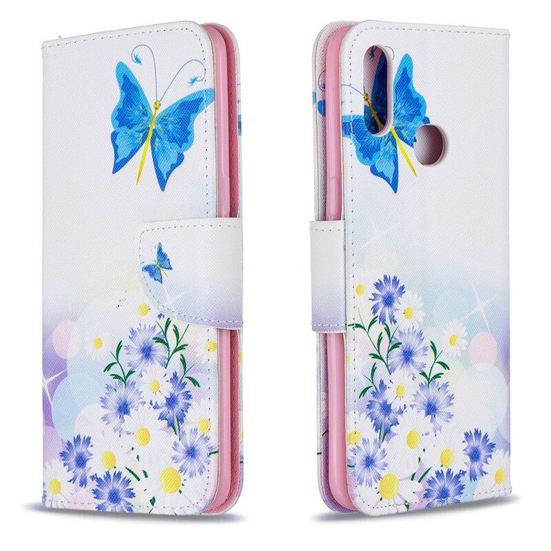 Flip Cover Samsung Galaxy A10s Malede Sommerfugle Og Blomster