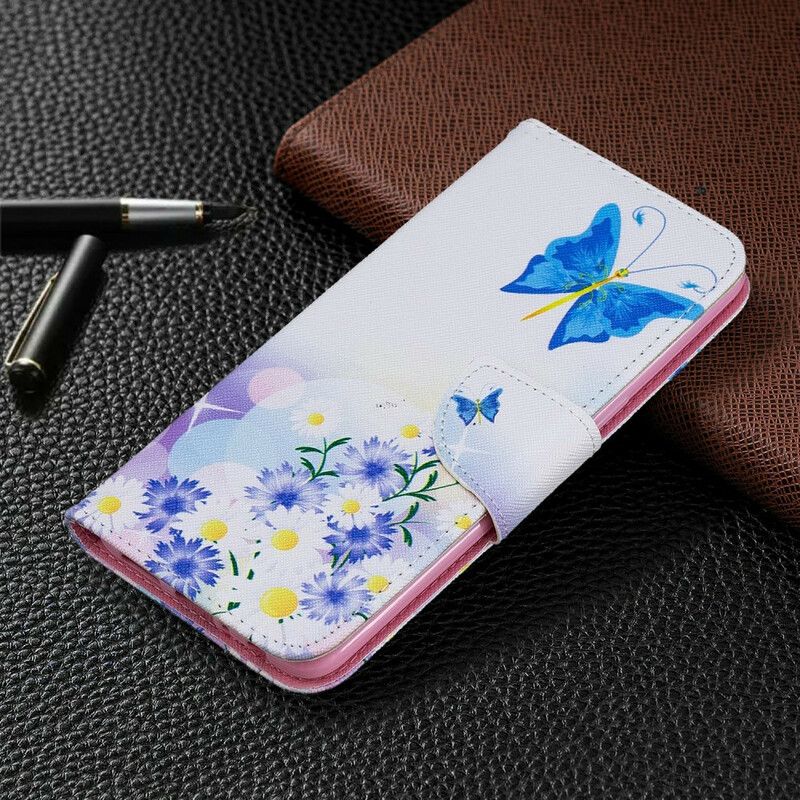 Flip Cover Samsung Galaxy A10s Malede Sommerfugle Og Blomster