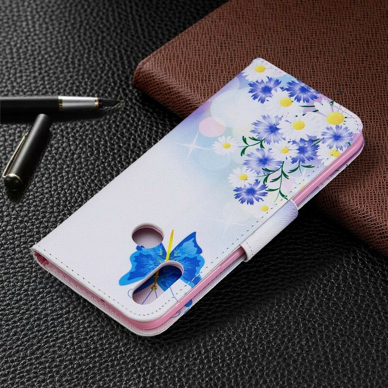 Flip Cover Samsung Galaxy A10s Malede Sommerfugle Og Blomster