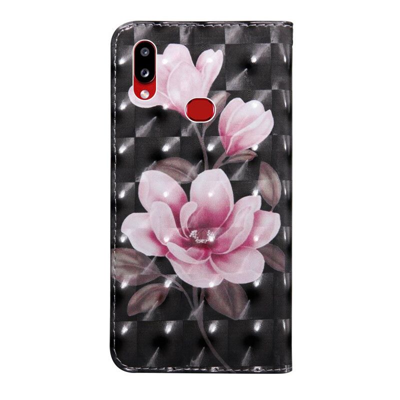 Læder Cover Samsung Galaxy A10s Lyspletblomster Blomstrer