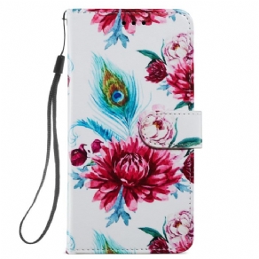 Flip Cover Samsung Galaxy A54 5G Med Snor Strappy Floral