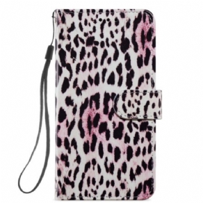 Læder Cover Samsung Galaxy A54 5G Med Snor Strappy Leopard Style