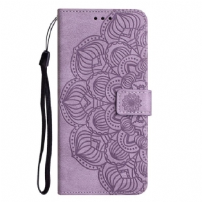 Læder Cover Samsung Galaxy A54 5G Med Snor Strappy Mandala Print