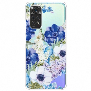 Cover Xiaomi Redmi Note 11 / 11S Akvarel Blå Blomster Sømløs