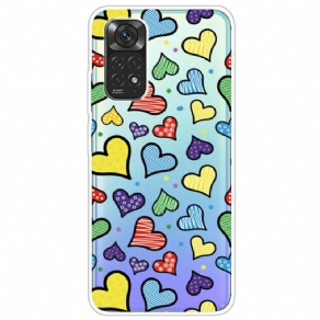 Cover Xiaomi Redmi Note 11 / 11S Flerfarvede Hjerter