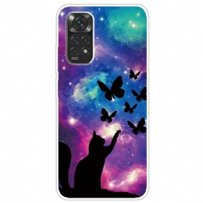 Cover Xiaomi Redmi Note 11 / 11S Kat Og Sommerfugle I Rummet