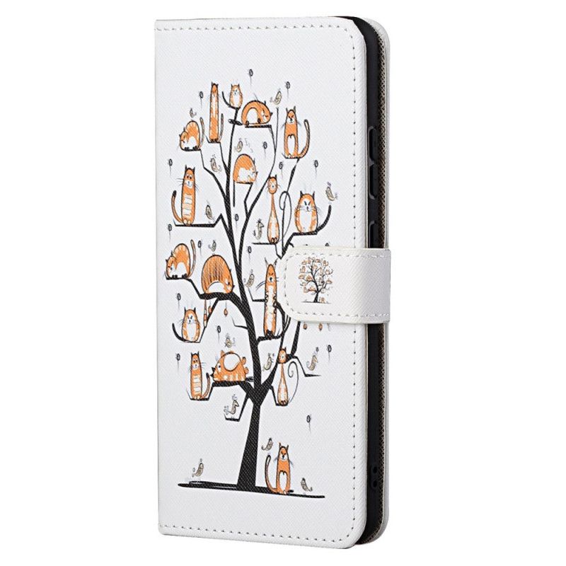 Flip Cover Xiaomi Redmi Note 11 / 11S Med Snor Funky Katte Med Rem