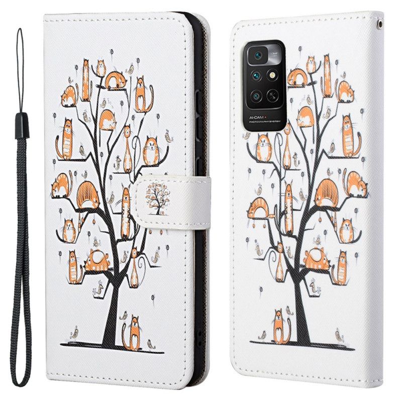 Flip Cover Xiaomi Redmi Note 11 / 11S Med Snor Funky Katte Med Rem