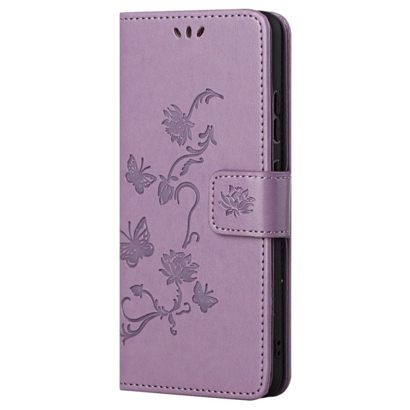 Flip Cover Xiaomi Redmi Note 11 / 11S Med Snor Thong Blomster