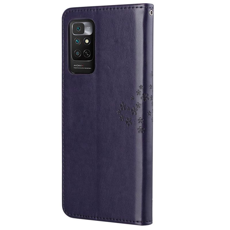 Flip Cover Xiaomi Redmi Note 11 / 11S Med Snor Træ Og Strappy Ugler