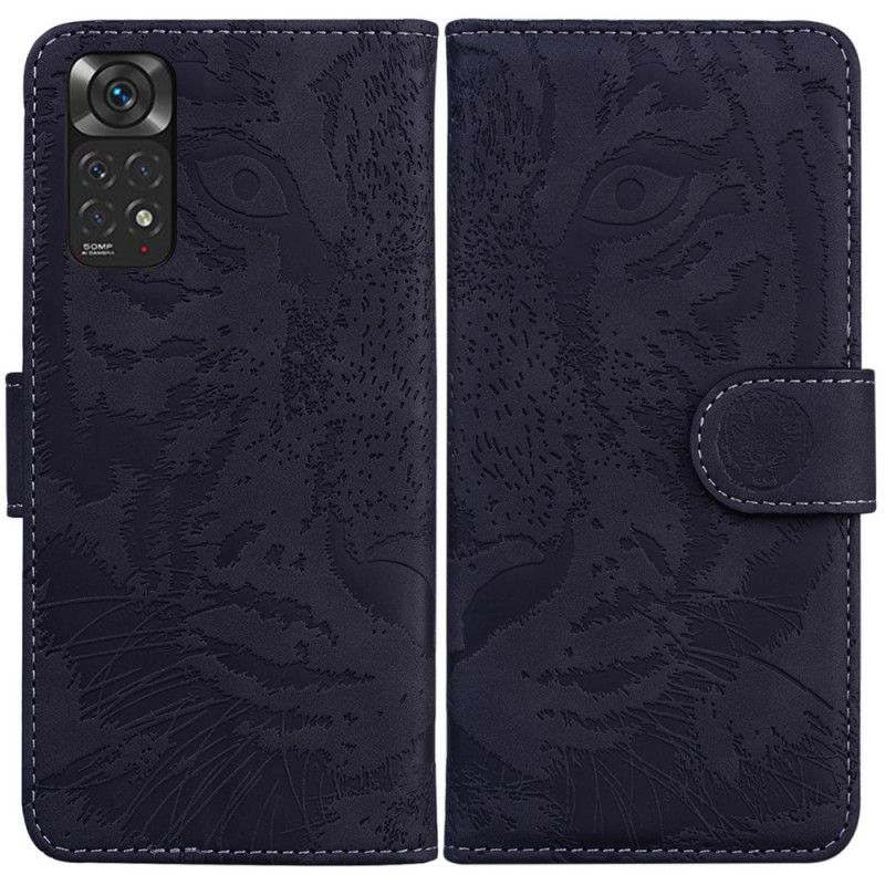 Læder Cover Xiaomi Redmi Note 11 / 11S Tiger Ansigtstryk