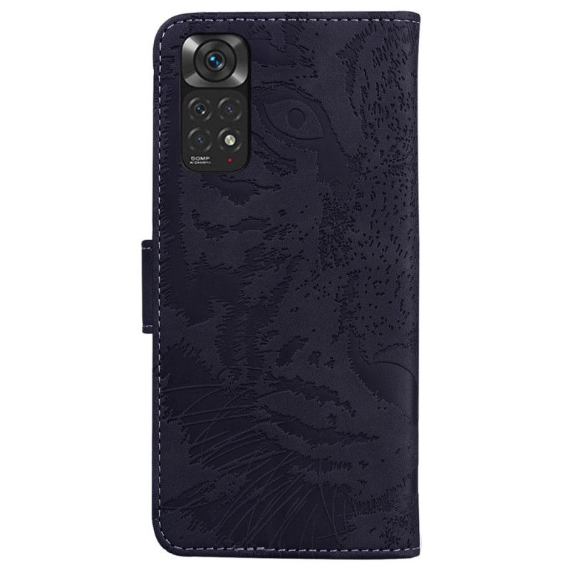 Læder Cover Xiaomi Redmi Note 11 / 11S Tiger Ansigtstryk