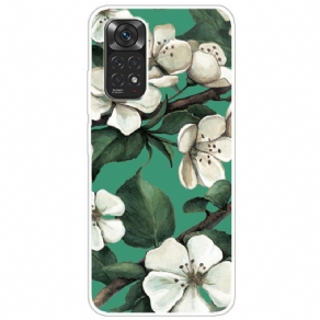 Mobilcover Xiaomi Redmi Note 11 / 11S Hvide Malede Blomster