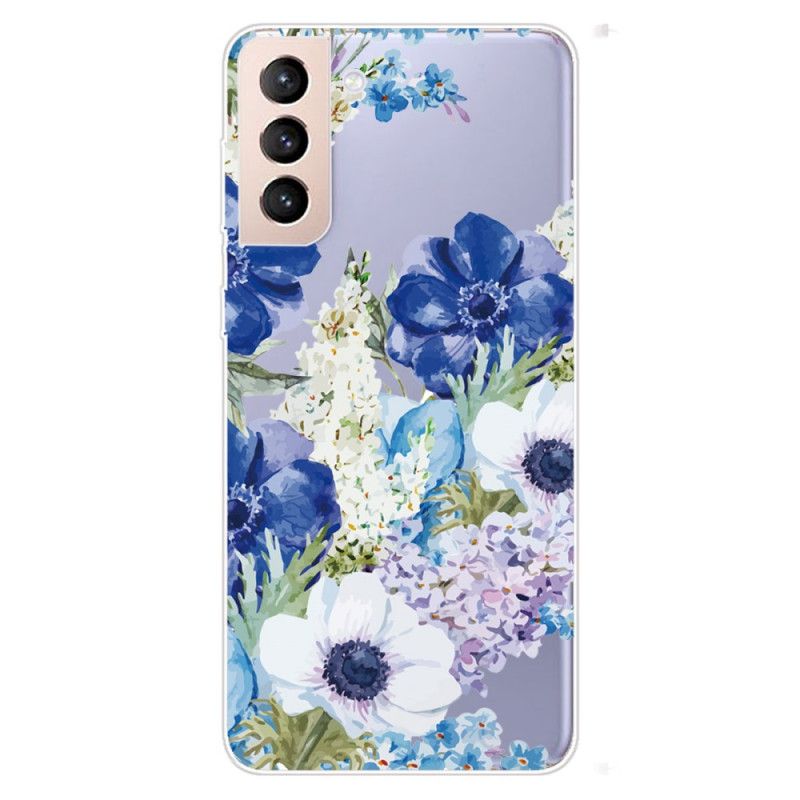 Cover Samsung Galaxy S22 Plus 5G Akvarel Blå Blomster