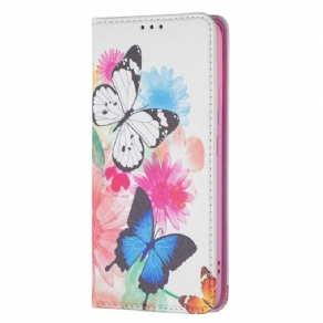 Cover Samsung Galaxy S22 Plus 5G Flip Cover Farverige Sommerfugle