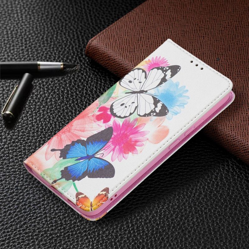 Cover Samsung Galaxy S22 Plus 5G Flip Cover Farverige Sommerfugle