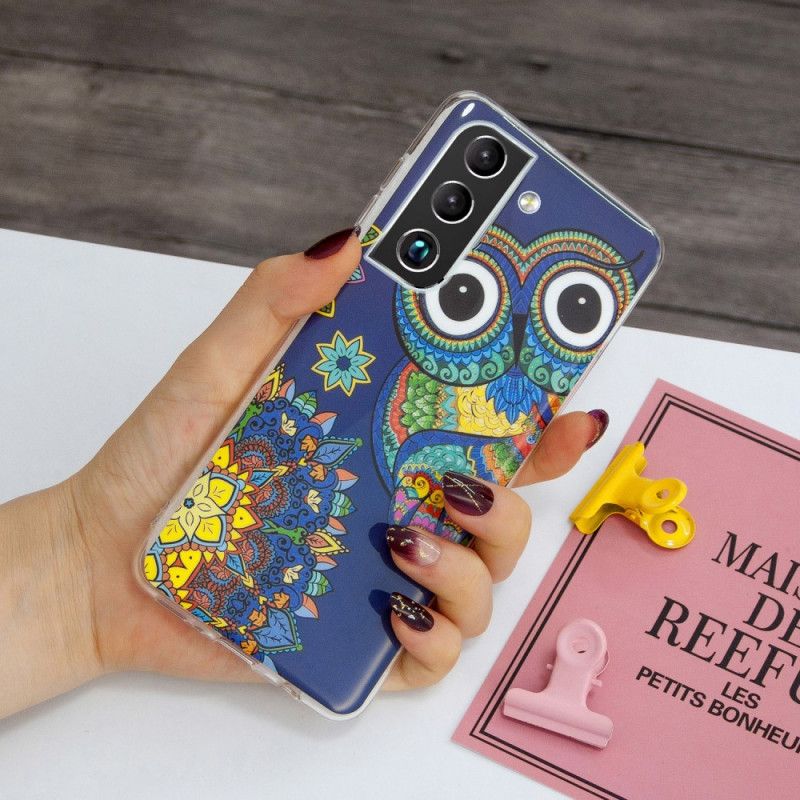 Cover Samsung Galaxy S22 Plus 5G Fluorescerende Ugle Mandala