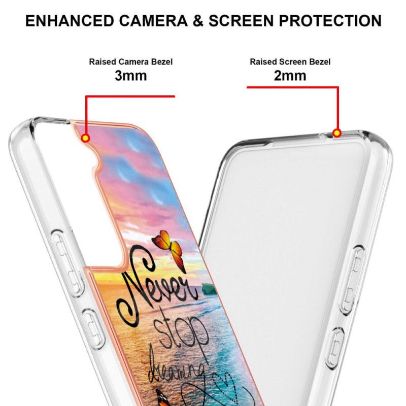 Cover Samsung Galaxy S22 Plus 5G Hold Aldrig Op Med At Drømme Sommerfugle