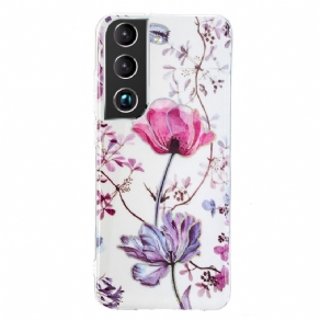 Cover Samsung Galaxy S22 Plus 5G Marmorerede Blomster