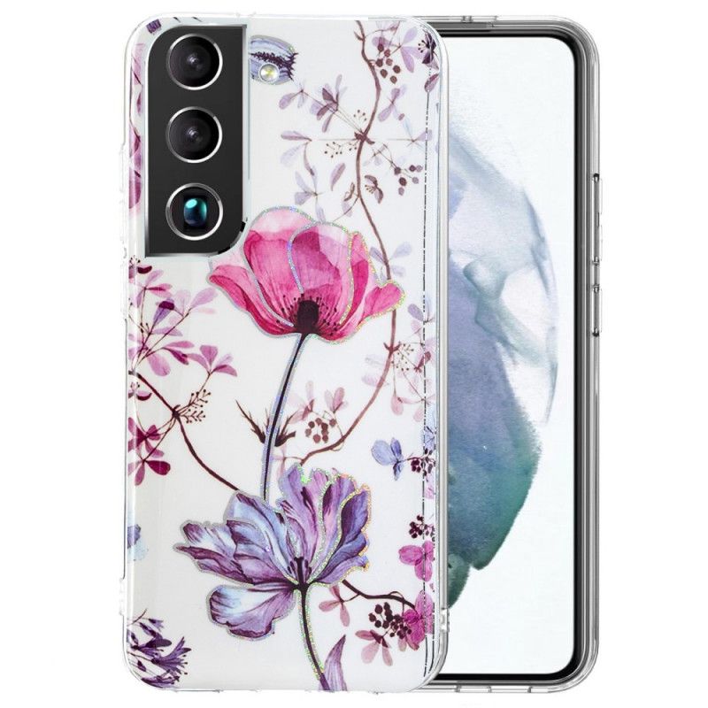 Cover Samsung Galaxy S22 Plus 5G Marmorerede Blomster