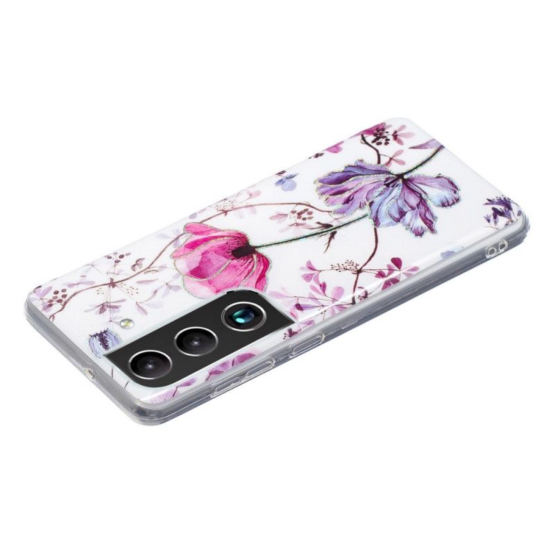 Cover Samsung Galaxy S22 Plus 5G Marmorerede Blomster