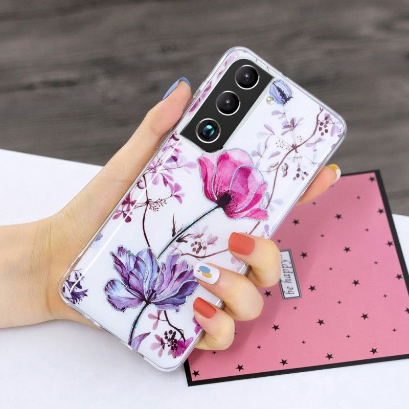 Cover Samsung Galaxy S22 Plus 5G Marmorerede Blomster