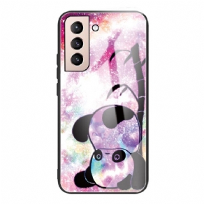 Cover Samsung Galaxy S22 Plus 5G Panda Og Bambus Hærdet Glas