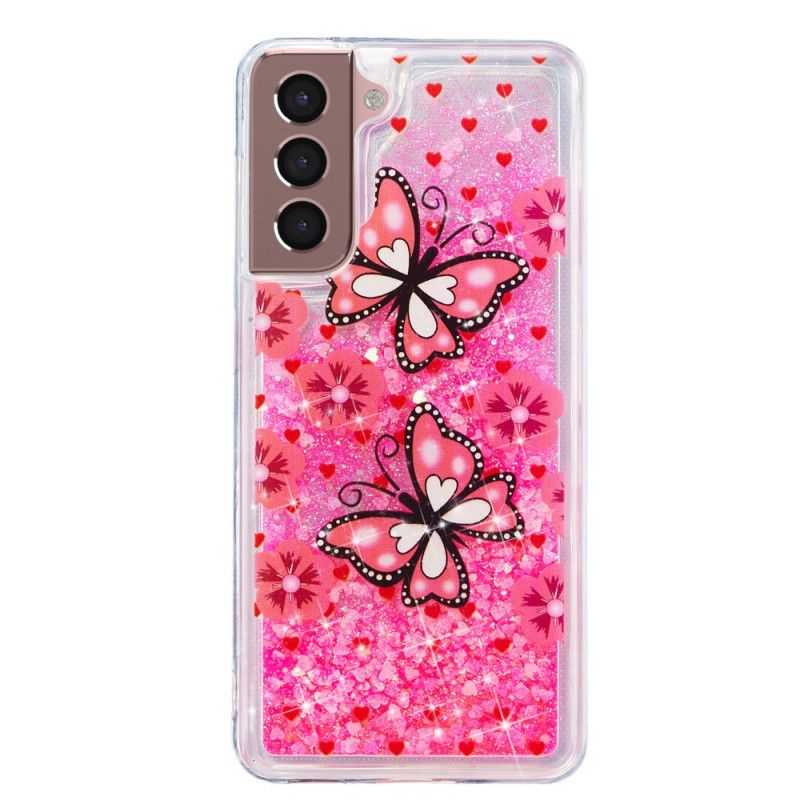 Cover Samsung Galaxy S22 Plus 5G Sommerfugle Pailletter