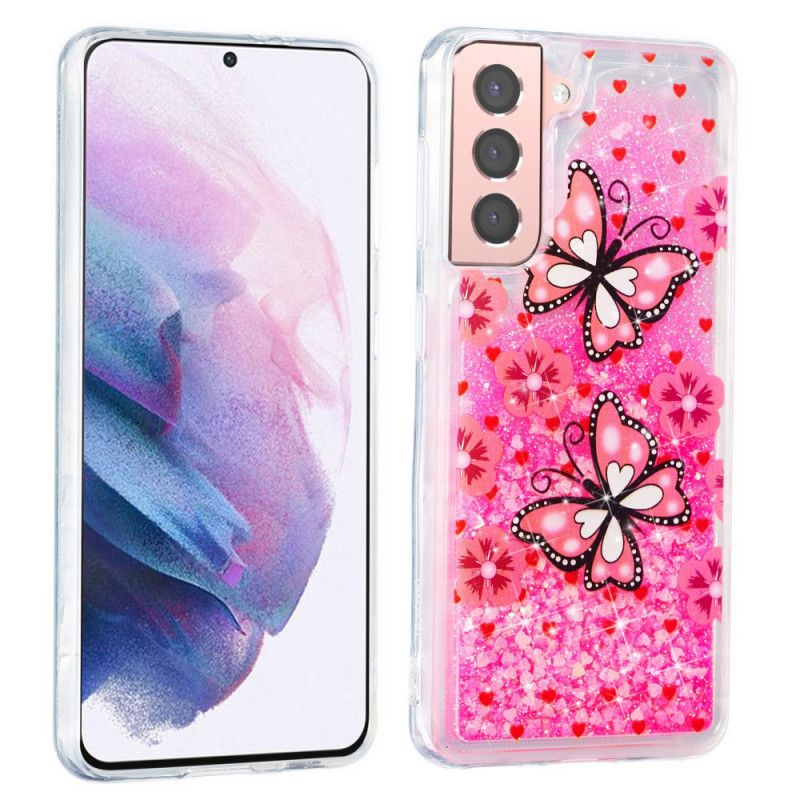 Cover Samsung Galaxy S22 Plus 5G Sommerfugle Pailletter