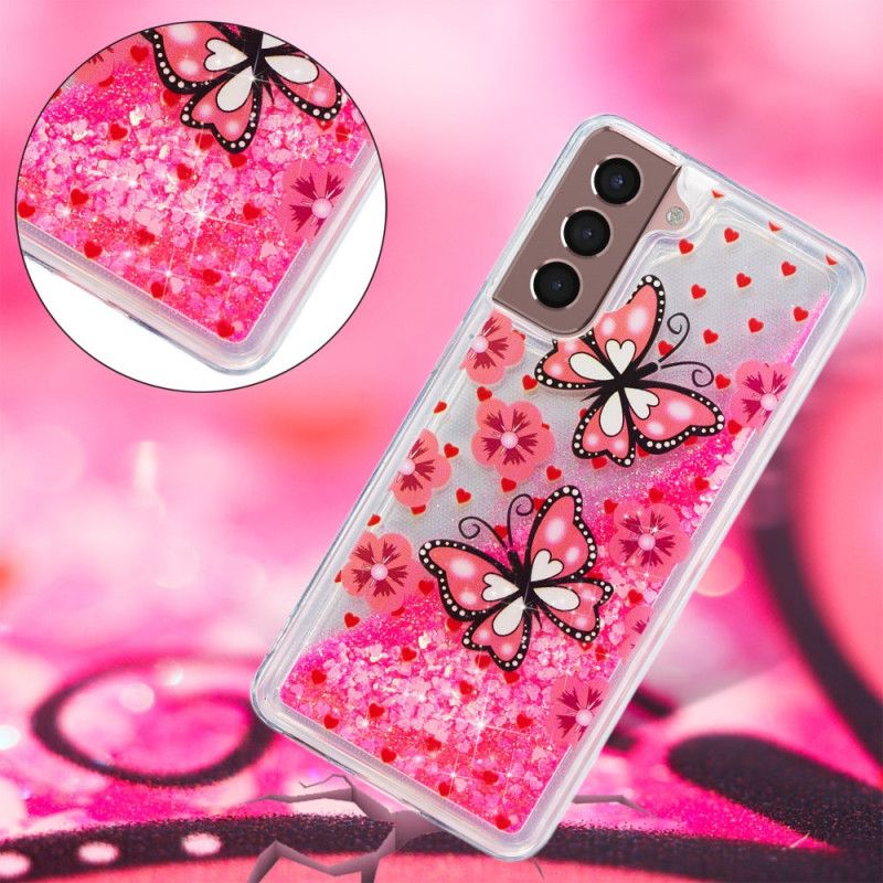 Cover Samsung Galaxy S22 Plus 5G Sommerfugle Pailletter