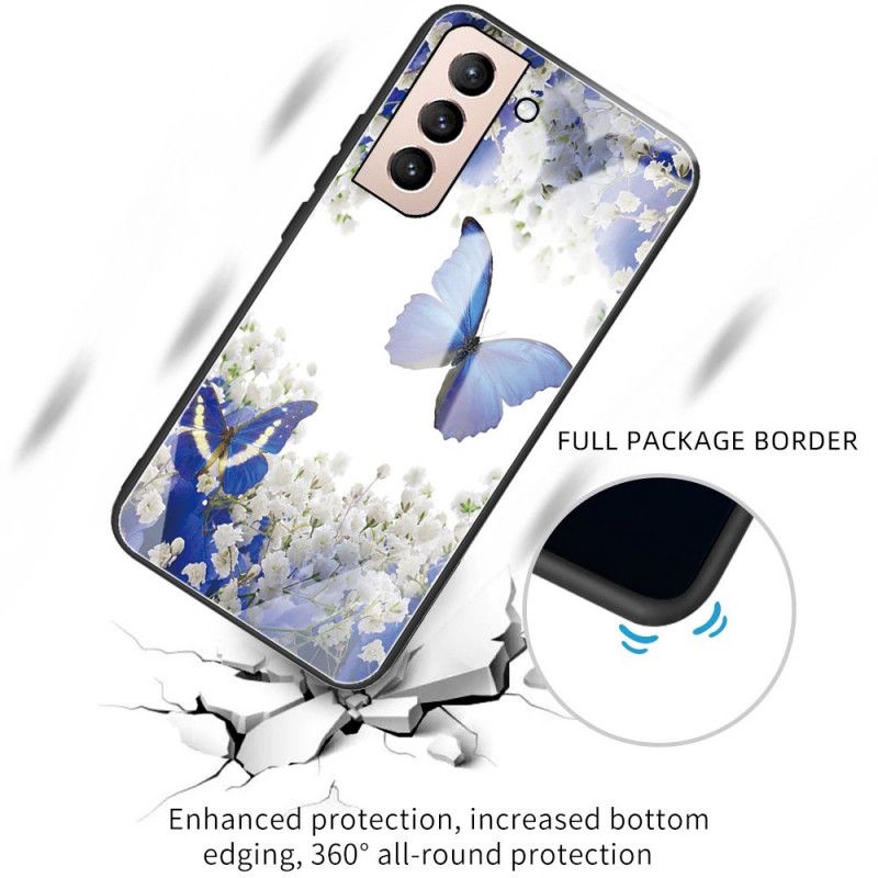 Cover Samsung Galaxy S22 Plus 5G Sommerfugledesign Af Hærdet Glas